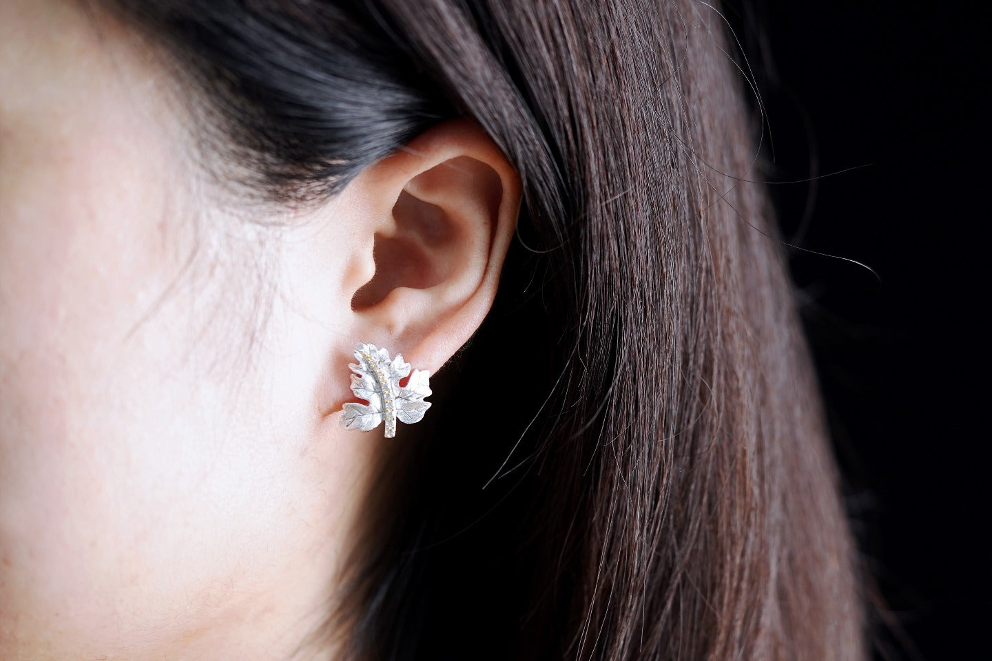 Silver Gilded Leaf Earrings