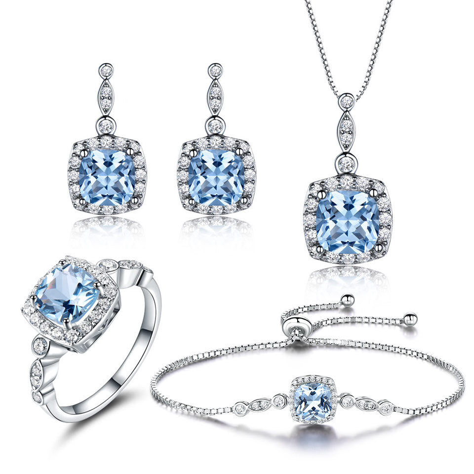 Sterling Silver Sky Blue Topaz Four-Piece Set