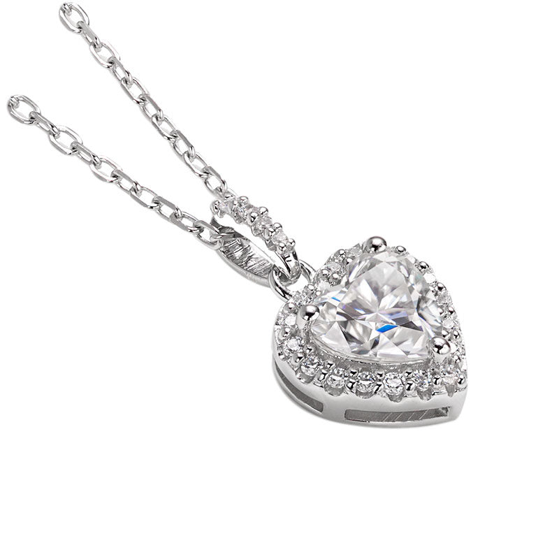 Heart-shaped Mosang Stone Necklace