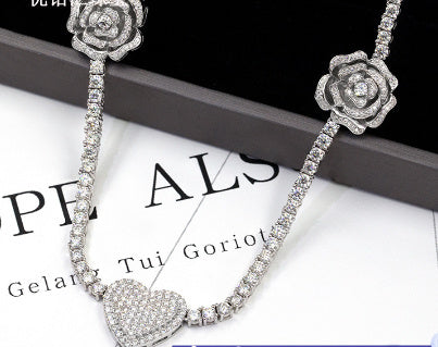 Silver Set Moissani Personalized Rose Necklace