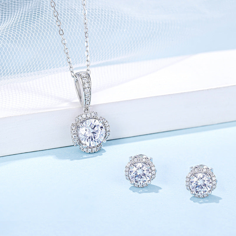 Moissanite Earring Necklace Set