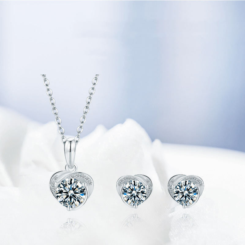 Elegant Korean-Inspired Jewelry Set with Moissanite Stones