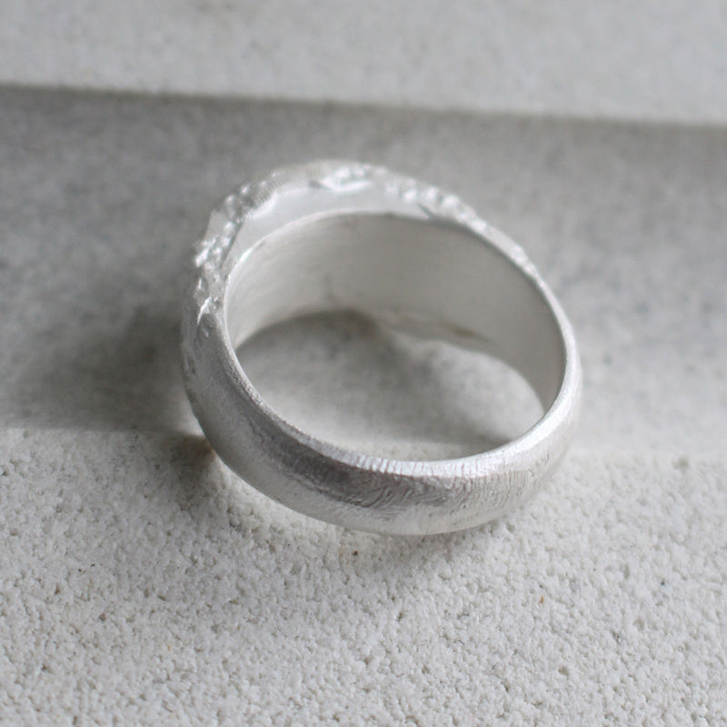 Sterling Silver All-match Niche Neutral Plaster Touching Face Sculpture Silver Ring