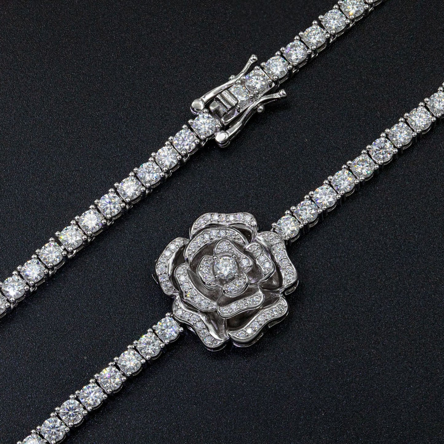 Silver Set Moissani Personalized Rose Necklace
