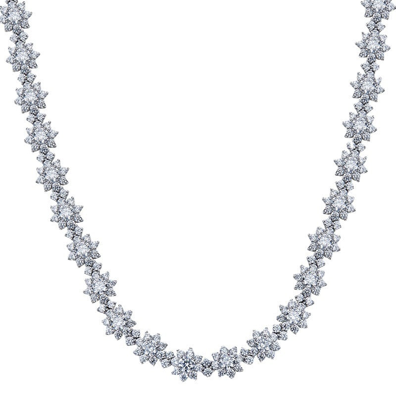 Silver High Carbon Diamond Sunflower Collarbone Chain