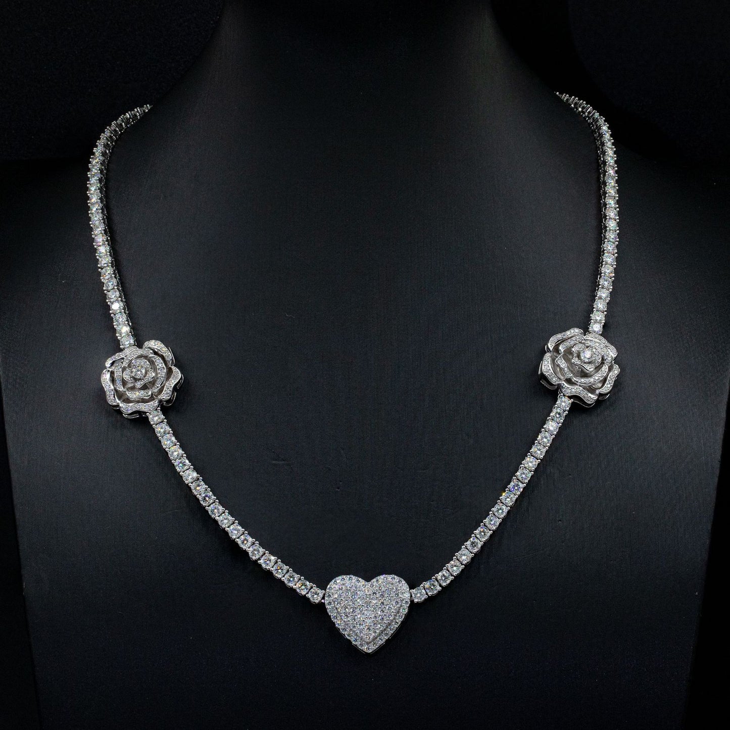 Silver Set Moissani Personalized Rose Necklace