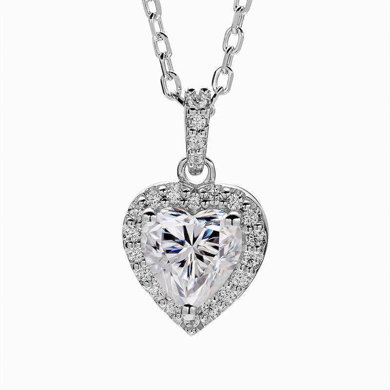 Heart-shaped Mosang Stone Necklace