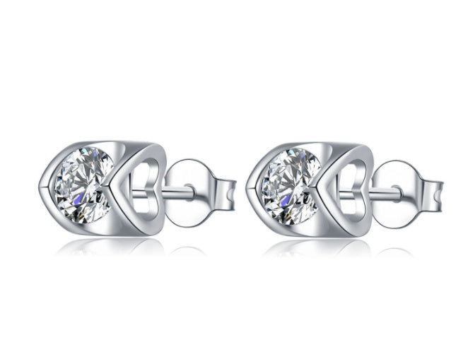 Moissanite Stud Necklace Two Piece Set