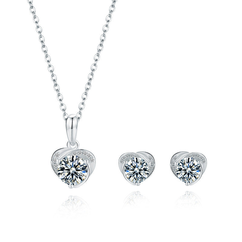 Elegant Korean-Inspired Jewelry Set with Moissanite Stones