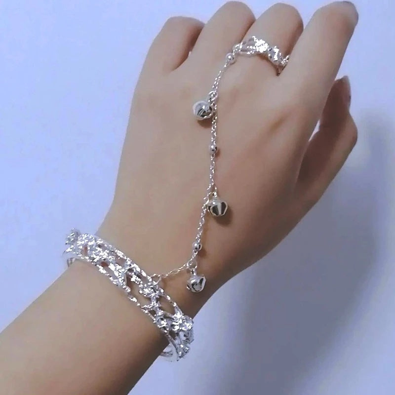 Rose Butterfly Alloy Bracelet with Electroplated Finish