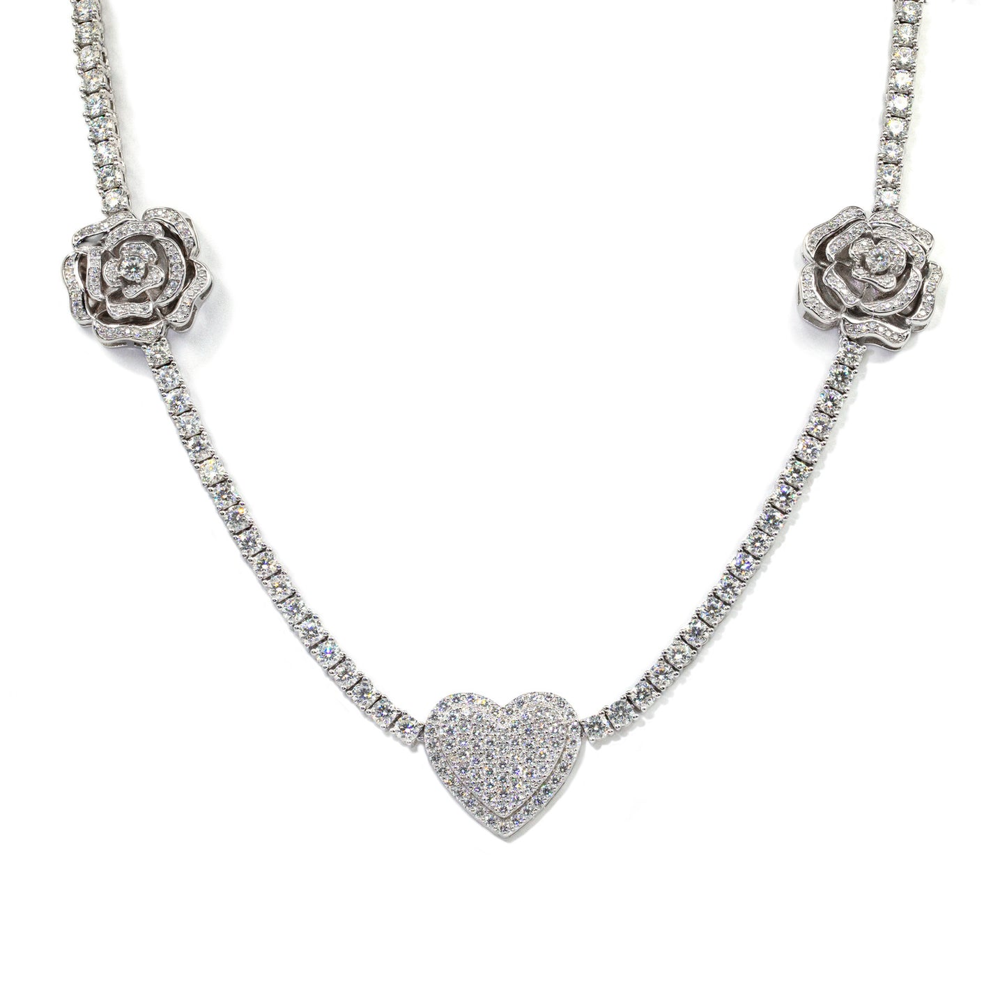 Silver Set Moissani Personalized Rose Necklace