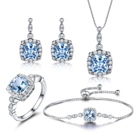 Sterling Silver Sky Blue Topaz Four-Piece Set