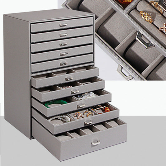 Multifunctional Jewelry Box Leather Wooden Storage Box