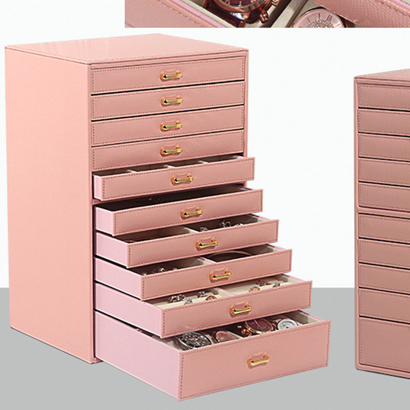 Multifunctional Jewelry Box Leather Wooden Storage Box