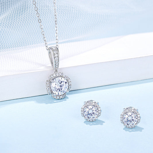 Moissanite Earring Necklace Set