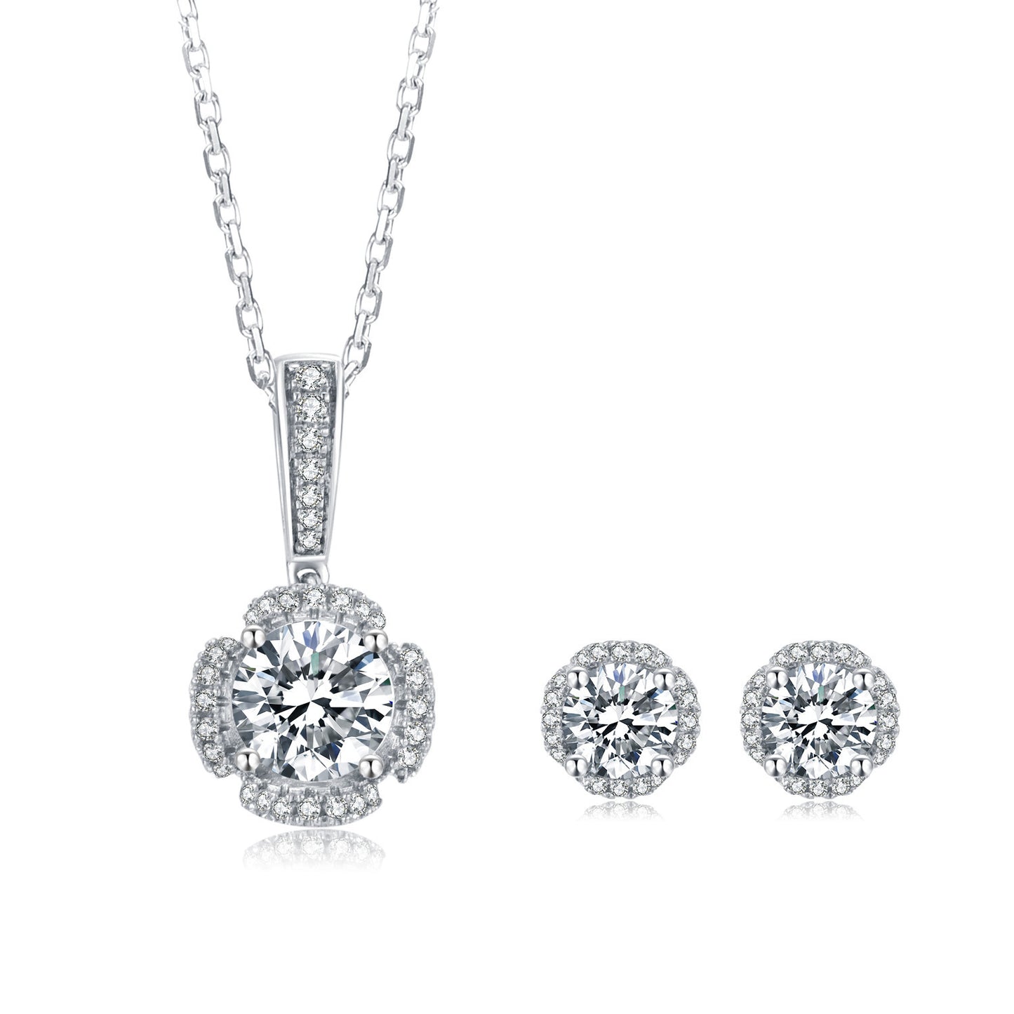 Moissanite Earring Necklace Set