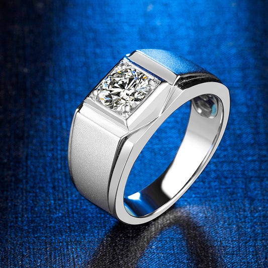 Solitaire Moissanite Men's Ring