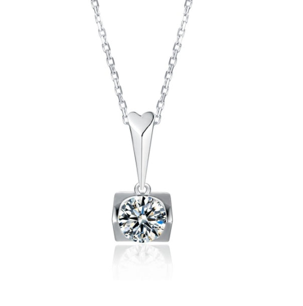 Moissanite Stud Necklace Two Piece Set