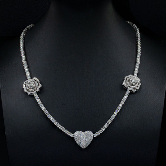 Silver Set Moissani Personalized Rose Necklace