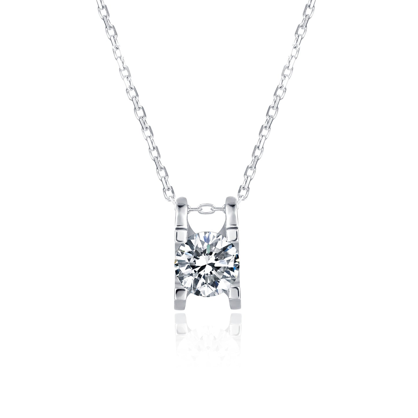 S925 Sterling Silver Inlaid D Color Moissanite Bull Head Stud Necklace