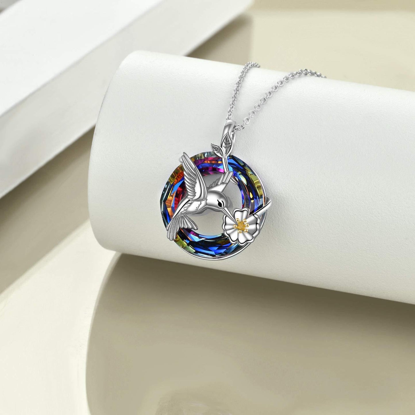 Hummingbird Cremation Urn Necklace with Crystal - A Symbol of Love and Healing