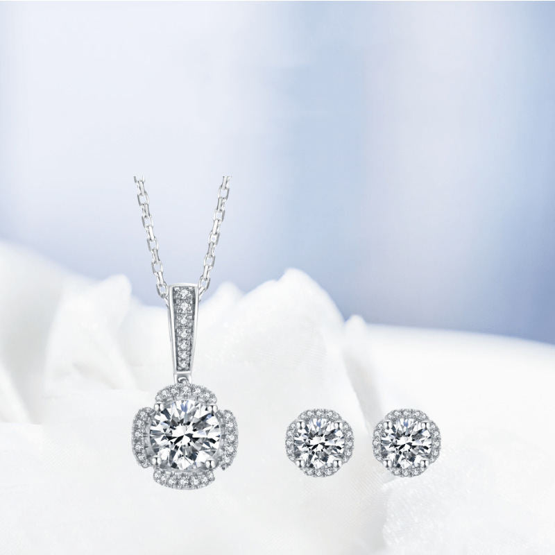 Moissanite Earring Necklace Set
